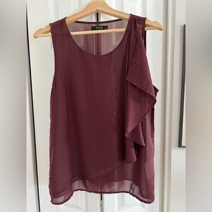 VILA sleeveless burgundy flowy blouse, size M
